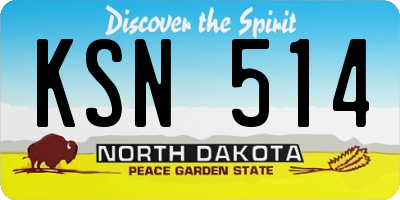 ND license plate KSN514