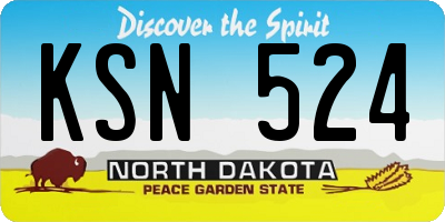 ND license plate KSN524