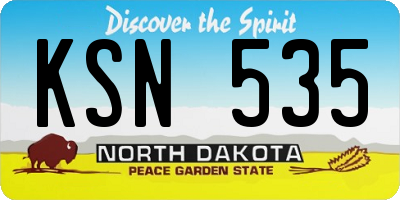 ND license plate KSN535