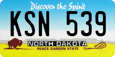 ND license plate KSN539