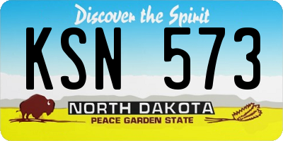 ND license plate KSN573