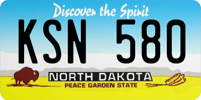 ND license plate KSN580
