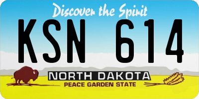 ND license plate KSN614