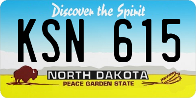 ND license plate KSN615
