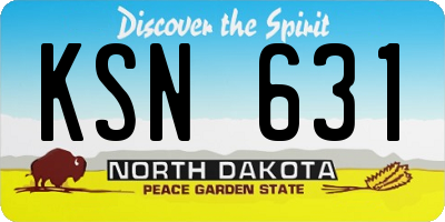 ND license plate KSN631