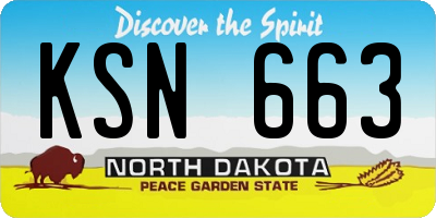 ND license plate KSN663