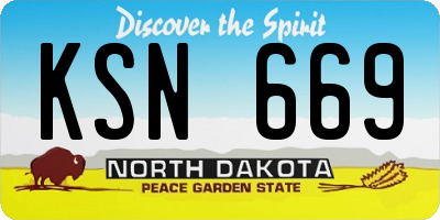 ND license plate KSN669