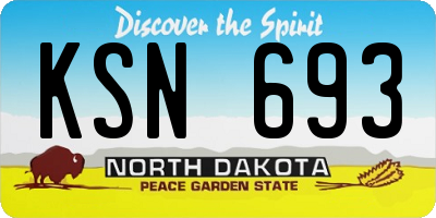 ND license plate KSN693