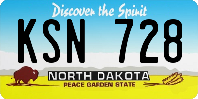 ND license plate KSN728