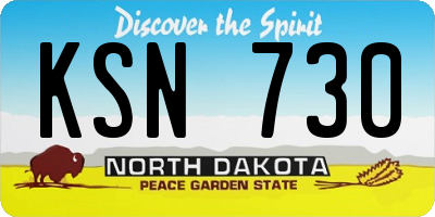 ND license plate KSN730