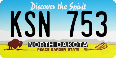 ND license plate KSN753