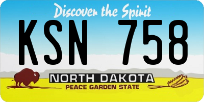 ND license plate KSN758