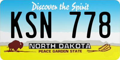 ND license plate KSN778