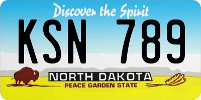 ND license plate KSN789