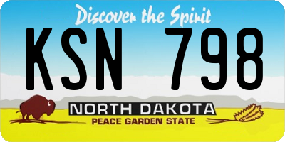 ND license plate KSN798