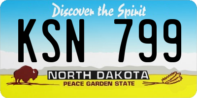 ND license plate KSN799
