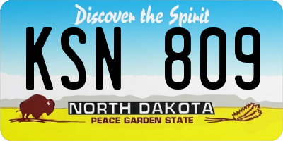ND license plate KSN809