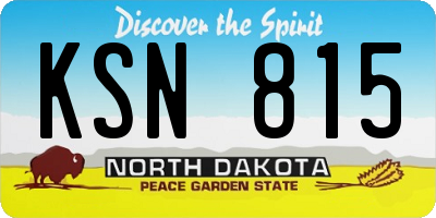 ND license plate KSN815