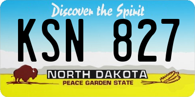ND license plate KSN827