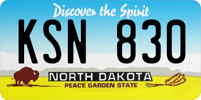 ND license plate KSN830