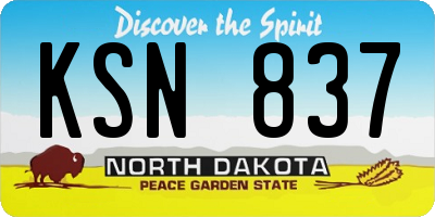 ND license plate KSN837