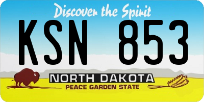 ND license plate KSN853