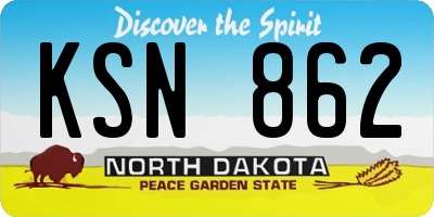 ND license plate KSN862