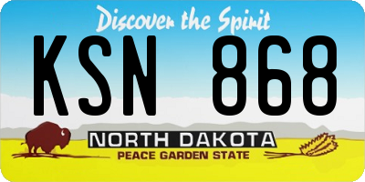 ND license plate KSN868