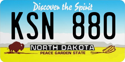 ND license plate KSN880