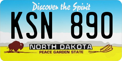 ND license plate KSN890
