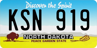 ND license plate KSN919
