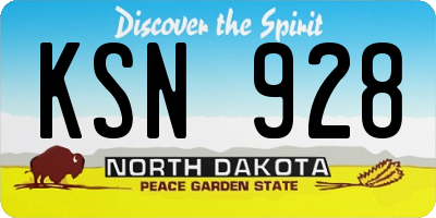 ND license plate KSN928