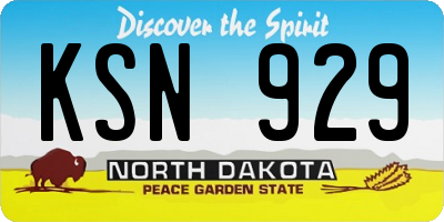 ND license plate KSN929