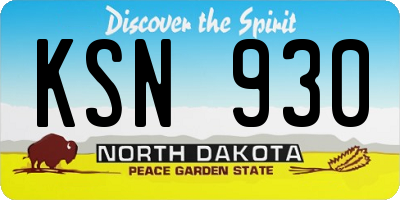 ND license plate KSN930