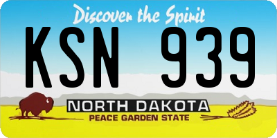 ND license plate KSN939