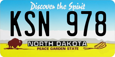 ND license plate KSN978