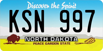 ND license plate KSN997