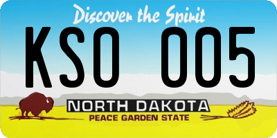 ND license plate KSO005
