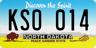ND license plate KSO014