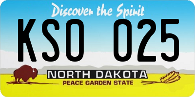 ND license plate KSO025