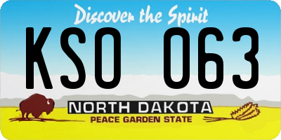 ND license plate KSO063