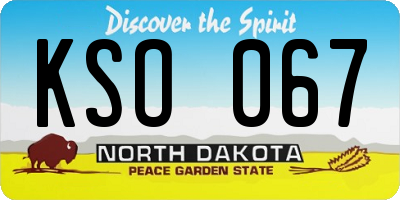 ND license plate KSO067
