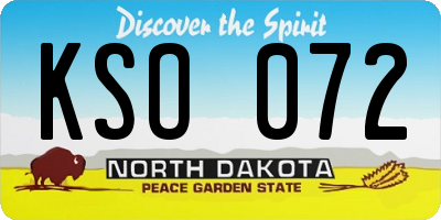 ND license plate KSO072