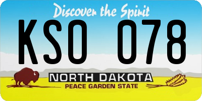 ND license plate KSO078