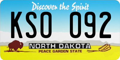 ND license plate KSO092