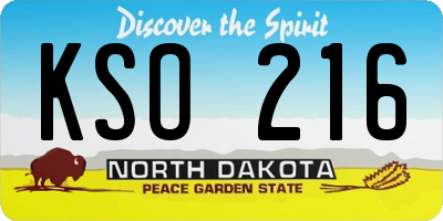 ND license plate KSO216