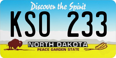 ND license plate KSO233