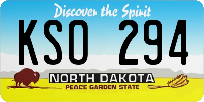 ND license plate KSO294