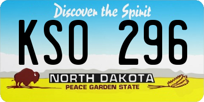 ND license plate KSO296