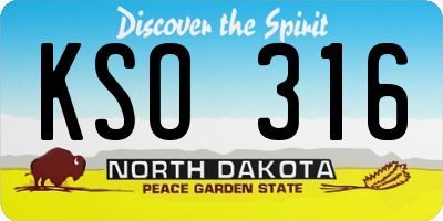 ND license plate KSO316